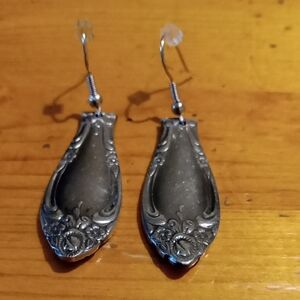 Floral Embossed Silver Tone Earrings
